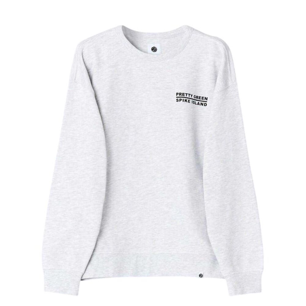 Pretty Green Mens Spike Island Lettering Sweatshirt / Light Grey
